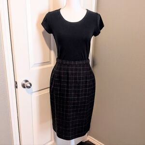 Vintage Pendleton Black and Red Plaid Wool Skirt